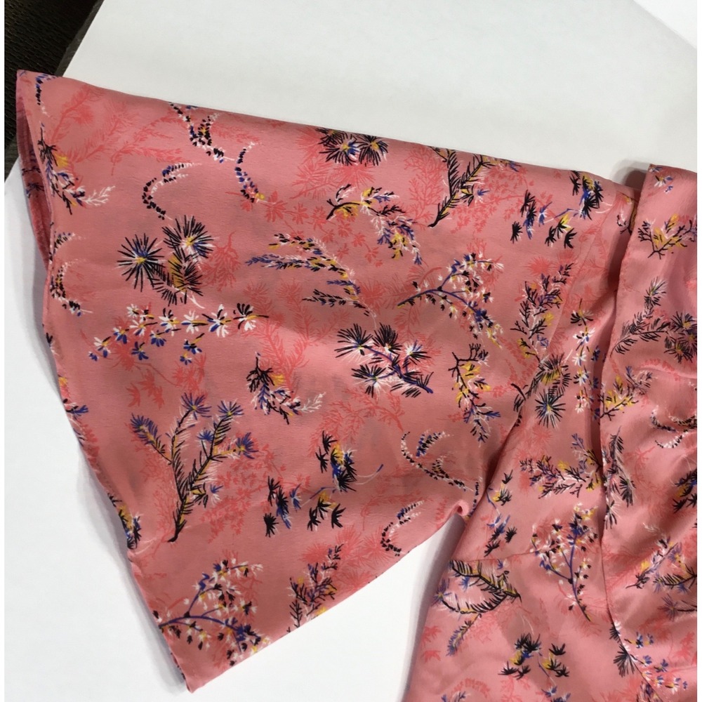 Topshop Floral Print Ruffle Mini Dress Kimono Sleeve Pink US 2 UK 6 - Picture 3 of 7